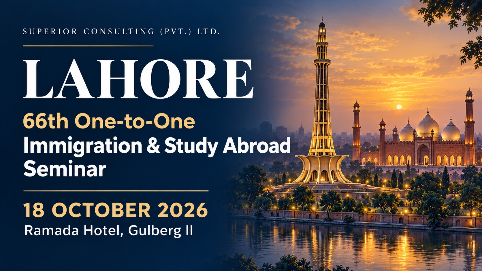 Immigration & Study Abroad Seminar in Lahore — 18 October 2026 at Ramada Hotel